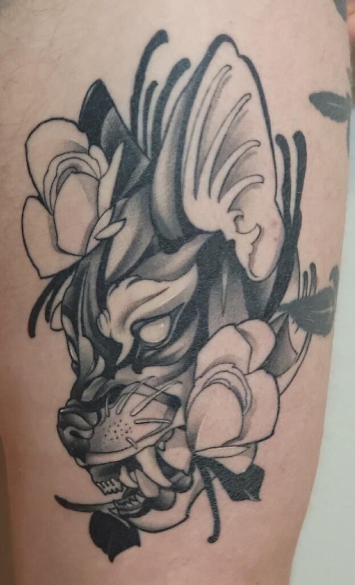 Healed tattoo detail by Pete Seyring.